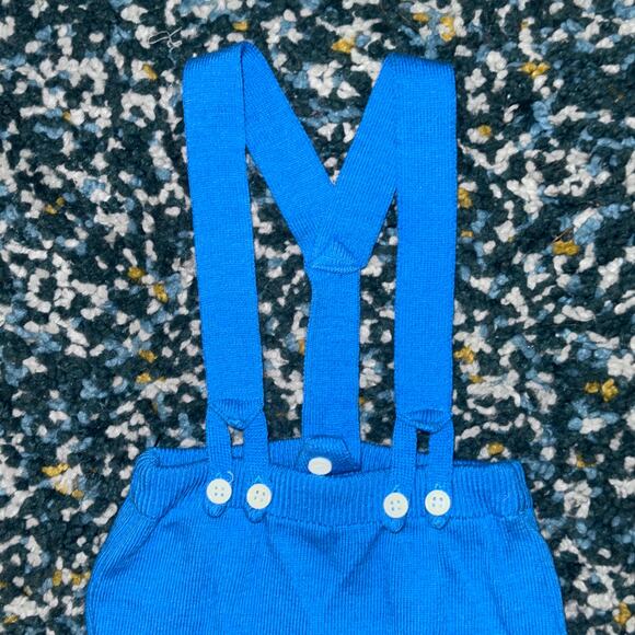 12 Month Blue Acrylic Knit Overalls - Picture 2 of 7